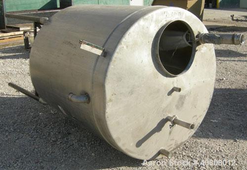 Used- Tank, 500 Gallon, 304 Stainless Steel, Vertical. 52" diameter x 55" straight side. Slight coned top, sloped bottom. Op...