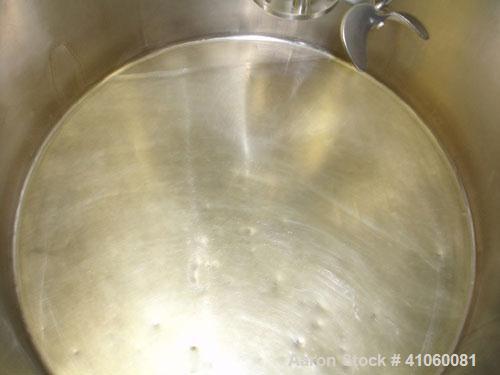 Used- Tank, 500 Gallon, Stainless Steel. 50" diameter x 64" straight side, open top, flat bottom.