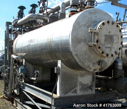 Used Hebeler Pressure Tank, 940 Gallons, 316L Stainless Steel, Horizontal. 42’’ diameter x 144’’ straight side, 2 to 1 elliptical heads. Internal rated 75/FV psi at 300 deg.f., and –20 deg.f. at 75/F...