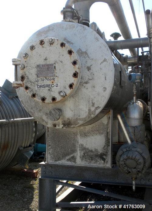 Used Hebeler Pressure Tank, 940 Gallons, 316L Stainless Steel, Horizontal. 42’’ diameter x 144’’ straight side, 2 to 1 elliptical heads. Internal rated 75/FV psi at 300 deg.f., and –20 deg.f. at 75/F...