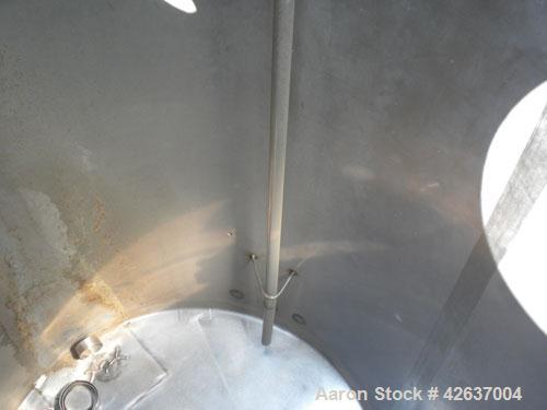 Used Tank, 825 Gallon, 304 Stainless Steel, Vertical. Approximately 55-1/2" diameter x 80" straight side, flat top, sloped bottom. Openings top 1-1/2" tri-clamp, (2) 3" tri-clamp, (2) 3", (2) 4-1/2",...