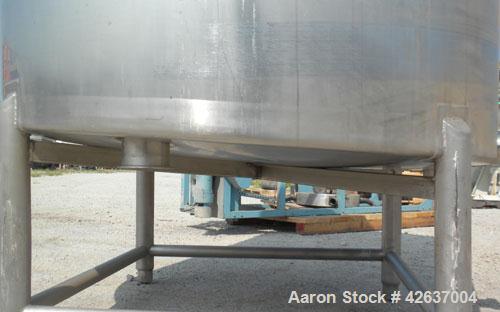 Used Tank, 825 Gallon, 304 Stainless Steel, Vertical. Approximately 55-1/2" diameter x 80" straight side, flat top, sloped bottom. Openings top 1-1/2" tri-clamp, (2) 3" tri-clamp, (2) 3", (2) 4-1/2",...