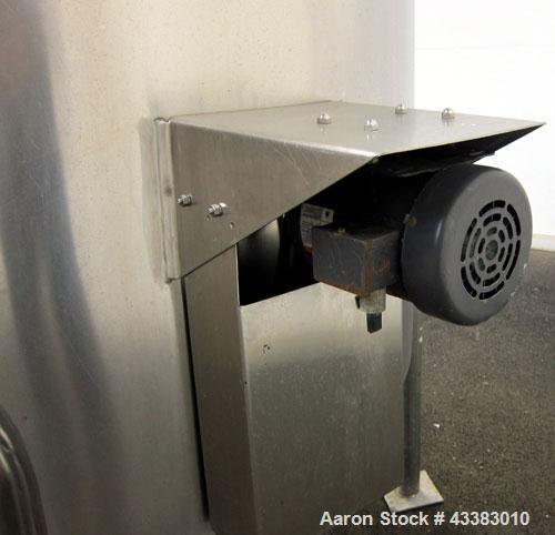 Used Tank, 580 Gallon, 304 Stainless Steel, Vertical. Approximate 62” diameter x 45” straight side, flat top with a bolt on cover with a 1/3 hinged opening, sloped bottom. Side bottom entering agitat...