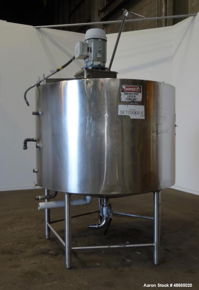 Used Walker Stainless Jacketed Tank, Model PZ-CB, 800 Gallon, 316 Stainless Ste
