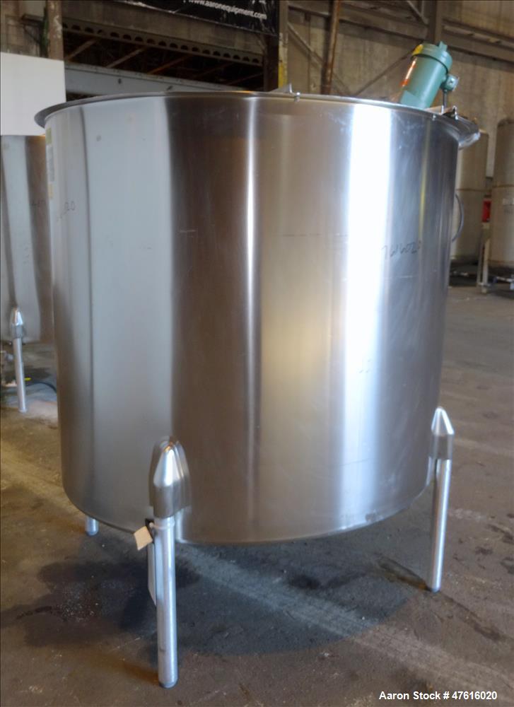 Used Perma-San Mixing Tank, 650 Gallon, 316 Stainless Steel, Vertical.