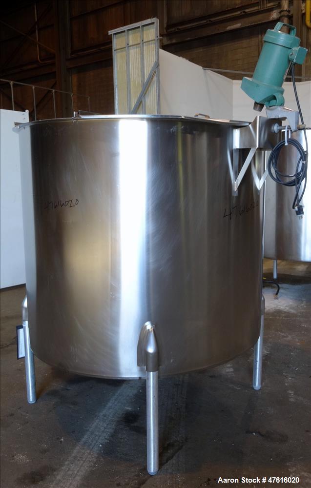 Used Perma-San Mixing Tank, 650 Gallon, 316 Stainless Steel, Vertical.