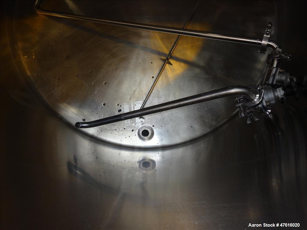 Used Perma-San Mixing Tank, 650 Gallon, 316 Stainless Steel, Vertical.
