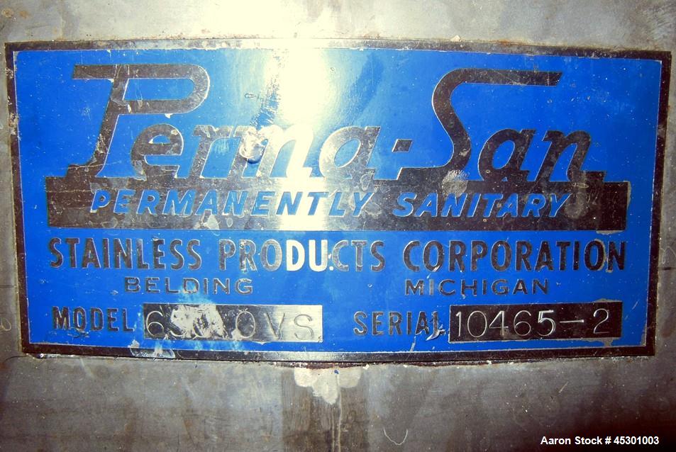 Used 650 Gallon Stainless Steel Perma-San Tank, Model 650OVS