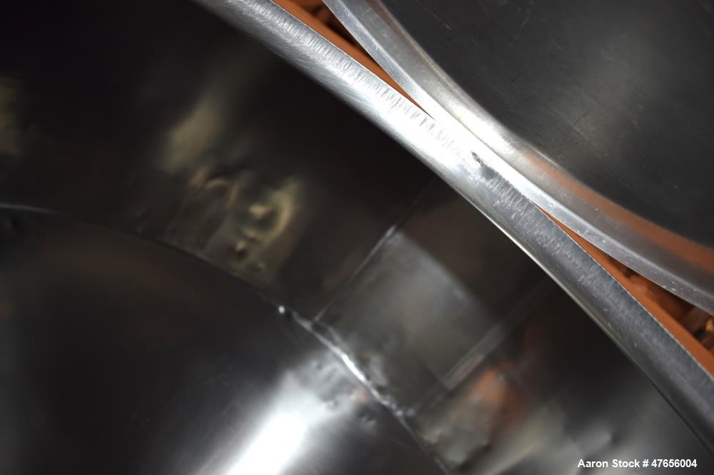 Used Perma-San Tank, 540 Gallon, Model CVC, 316 Stainless Steel, Vertical. 66" Diameter x 27" straight side, flat top, coned bottom. Openings top (2) 3" threaded, 17" man way with cover. 3" Tri-clamp...