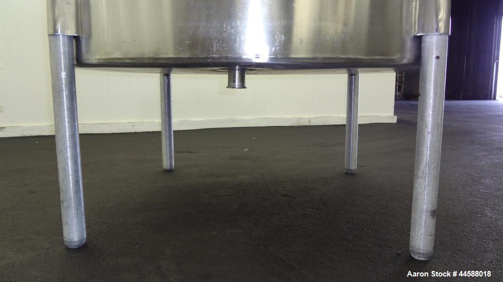 Used Perma-San Tank, 525 Gallons, Model OVS, 316 Stainless Steel, Vertical. Approximately 52” diameter x 58” straight side, open top with (2) 1/3 covers, sloped bottom.  Provision for a clamp-on agit...