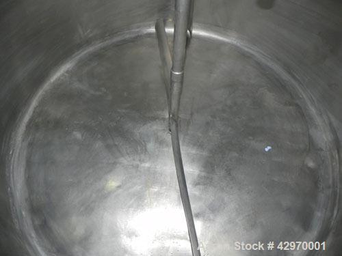 Used Pfaudler Tank, 500 Gallon, 304 Stainless Steel, Vertical. 66" Diameter x 42" straight side, dish top and sloped bottom. Internal design pressure 10 psi, jacket design pressure 100 psi, jacket le...