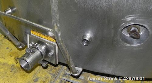 Used Pfaudler Tank, 500 Gallon, 304 Stainless Steel, Vertical. 66" Diameter x 42" straight side, dish top and sloped bottom. Internal design pressure 10 psi, jacket design pressure 100 psi, jacket le...