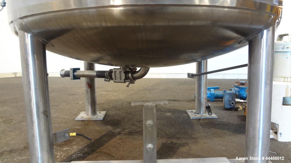 Used Precision Stainless Pressure Tank, 3000 Liter (792 Gallon), 316L Stainless Steel, Vertical. 48" Diameter x 100" straight side, dished top and bottom. Internal rated 45 psi at 300 degrees F, desi...