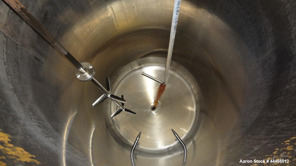 Used Precision Stainless Pressure Tank, 3000 Liter (792 Gallon), 316L Stainless Steel, Vertical. 48" Diameter x 100" straight side, dished top and bottom. Internal rated 45 psi at 300 degrees F, desi...
