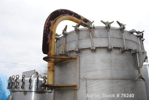 Used Precision Stainless Pressure Tank, 550 Gallon, 304L Stainless Steel, Vertical. 48'' diameter x 60'' straight side, dished removable top with swing arm, dished bottom. Internal rated 50 psi at 35...