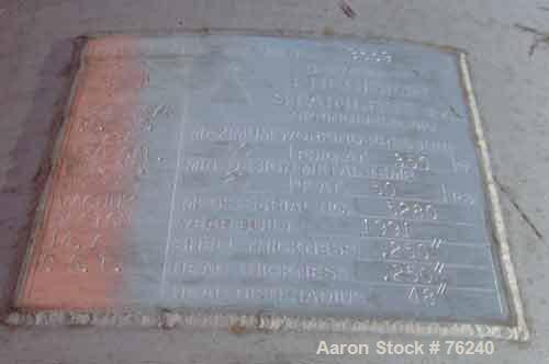 Used Precision Stainless Pressure Tank, 550 Gallon, 304L Stainless Steel, Vertical. 48'' diameter x 60'' straight side, dished removable top with swing arm, dished bottom. Internal rated 50 psi at 35...