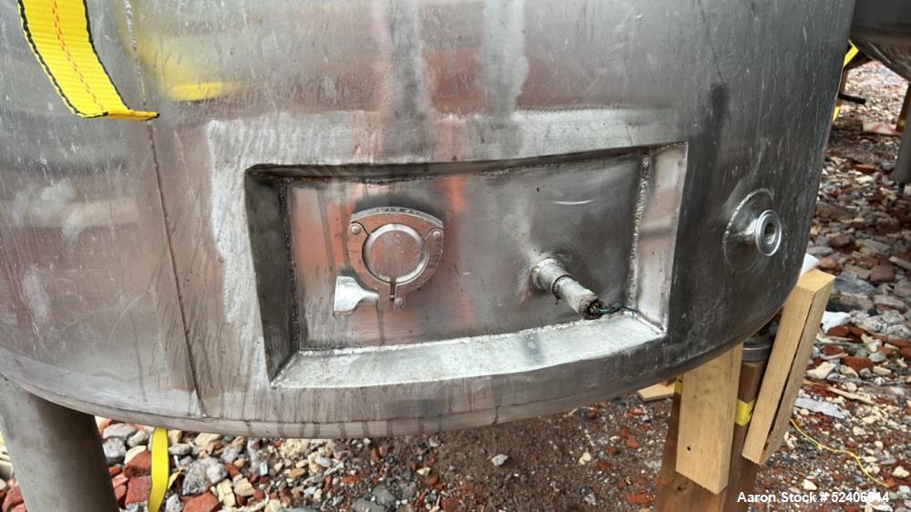 Used Robert Mitchell Balance Jacketed Tank, Approximate 700 Gallon, 304 Stainles