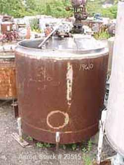 USED:Metal Glass Products (Sani-Tank) mix tank, 835 gallon. 304stainless steel, vertical. 64" diameter x 60" straight side. Flat opentop with (2) 1/3 hinged covers, slight sloped bottom. 2" sbo, 2" o...