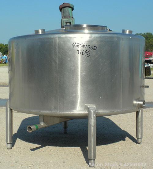 Used St. Regis Tank, Approximately 500 Gallon, 316 Stainless Steel, Vertical. 66" Diameter x 30" straight side, slight cone top and bottom. Lightnin clamp on agitator, model ND-1A. 1/2" Diameter shaf...
