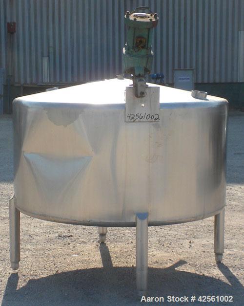 Used St. Regis Tank, Approximately 500 Gallon, 316 Stainless Steel, Vertical. 66" Diameter x 30" straight side, slight cone top and bottom. Lightnin clamp on agitator, model ND-1A. 1/2" Diameter shaf...