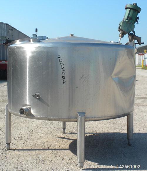 Used St. Regis Tank, Approximately 500 Gallon, 316 Stainless Steel, Vertical. 66" Diameter x 30" straight side, slight cone top and bottom. Lightnin clamp on agitator, model ND-1A. 1/2" Diameter shaf...