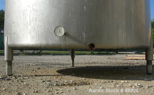 USED: St Regis tank, 500 gallon, 304 stainless steel, vertical. 66" diameter x 39" straight side, elliptical top, inverted dish bottom. (1) Spray ball. Openings: top (3) 1-7/8" NPT, 18" manway with c...