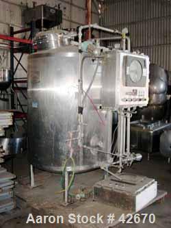 Used TCI Superior Aseptic Pressure Tank, 400 Gallon, Stainless Steel, Vertical. Approximately 48" diameter x 52" straight side. Dish top and bottom, rated 60 psi and FV at 300 deg F. Top manway, 3" c...