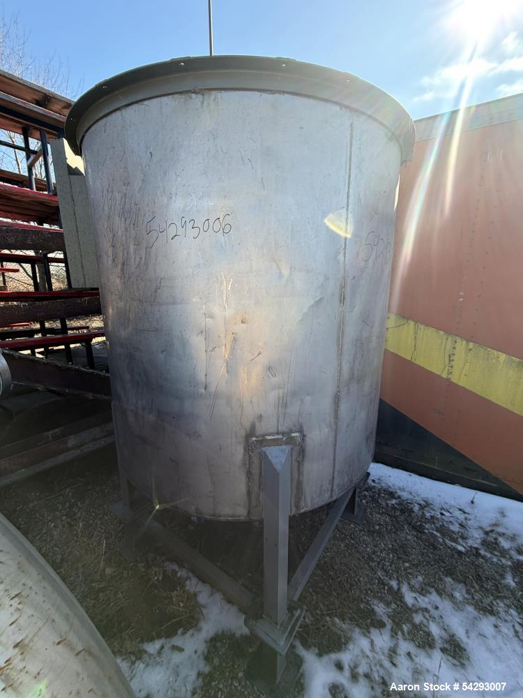 Used Perry Products 750 Gallon 304 Stainless Steel Storage Tank – Open Top, Leg