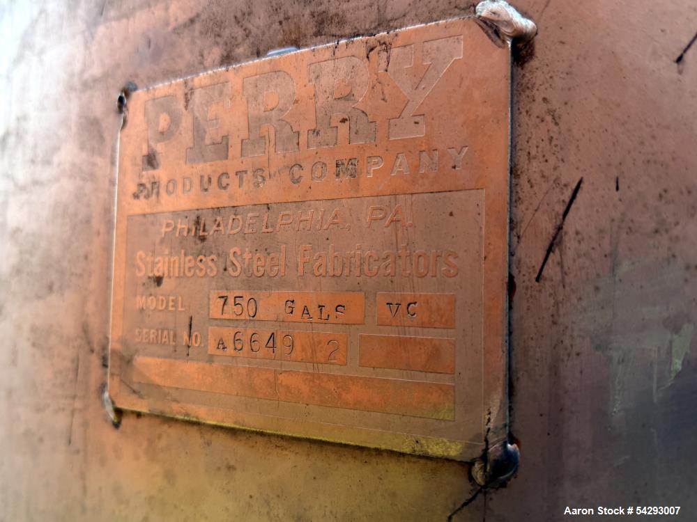 Used Perry Products 750 Gallon 304 Stainless Steel Storage Tank – Open Top, Leg