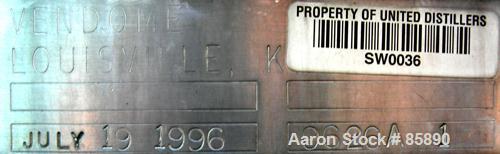 Used Vendome Tank, 675 Gallon, 304 Stainless Steel, Vertical. 54" diameter x 63" straight side. Dished top and bottom. (1) Spray ball. Openings: top 3/4" NPT, 1" NPT, (2) 2", 4", 16" manway with cove...
