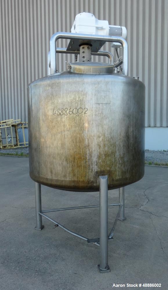 Used Walker Processor Tank, Model PZ-SP, 600 Gallon, 316L Stainless Steel.
