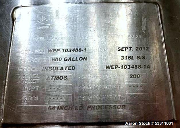 Walker 600 Gallon Insulated Cone Bottom Processor.