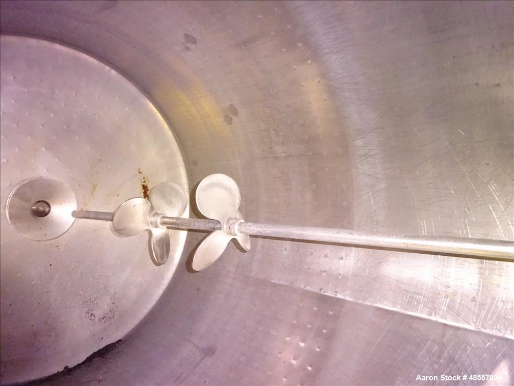 Used Will Flow Jacketed Tank, 550 Gallon, 316 Stainless Steel, Vertical.