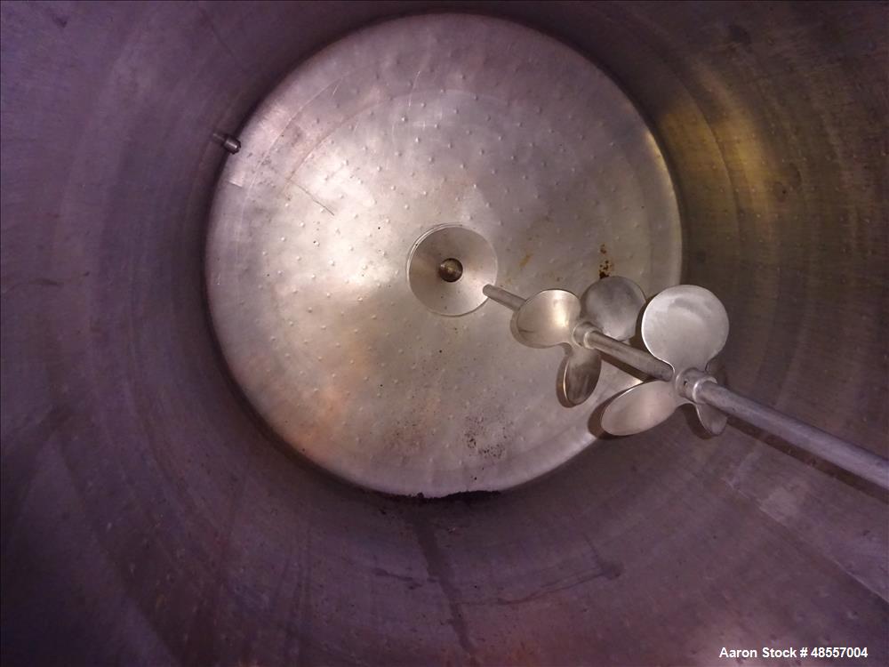 Used Will Flow Jacketed Tank, 550 Gallon, 316 Stainless Steel, Vertical.