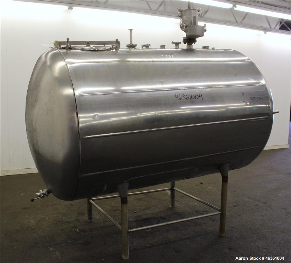 Used Zero Milk Cooling Tank, Approximately 800 Gallons, 304 Stainless Steel, Horizontal. Approximately 52" diameter x 78" straight side. Dished heads. Dimple sidewall. Insulated with stainless steel ...