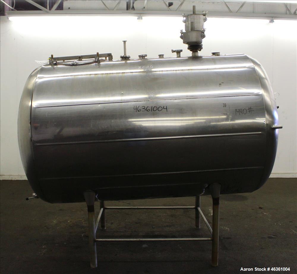 Used Zero Milk Cooling Tank, Approximately 800 Gallons, 304 Stainless Steel, Horizontal. Approximately 52" diameter x 78" straight side. Dished heads. Dimple sidewall. Insulated with stainless steel ...
