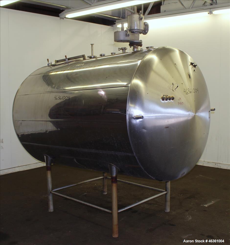 Used Zero Milk Cooling Tank, Approximately 800 Gallons, 304 Stainless Steel, Horizontal. Approximately 52" diameter x 78" straight side. Dished heads. Dimple sidewall. Insulated with stainless steel ...