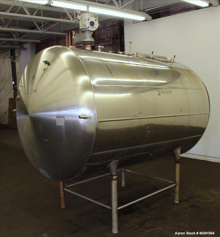 Used Zero Milk Cooling Tank, Approximately 800 Gallons, 304 Stainless Steel, Horizontal. Approximately 52" diameter x 78" straight side. Dished heads. Dimple sidewall. Insulated with stainless steel ...