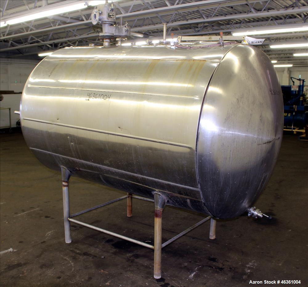 Used Zero Milk Cooling Tank, Approximately 800 Gallons, 304 Stainless Steel, Horizontal. Approximately 52" diameter x 78" straight side. Dished heads. Dimple sidewall. Insulated with stainless steel ...