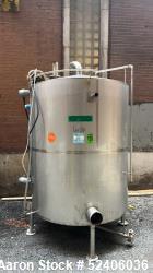 Used-Industries D'Acler Tank, Approximate 3400 Liter (898 Gallon), 304 Stainless Steel, Vertical. Approximate 60" diameter x...