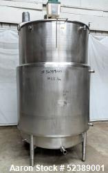  DCI Jacketed Mix Tank, Approximate 750 Gallon, 316 Stainless Steel, Vertical. Approximate 53.75" di...