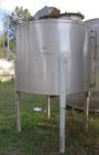 Used Tank, Approximately 500 Gallons, Stainless Steel, Vertical. 60