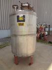 Used Tank, 500 Gallon, 304 Stainless Steel, Vertical. Approximate 48