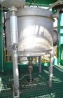 Used- Tank, Approximate 500 Gallon, Stainless Steel, Vertical. Approximate 60” diameter x 48” straight side, coned top and b...