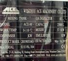 Used- ACE Stainless Steel Jacketed Mix Tank, Model ACE-M. 2500 L (660 gallon) capacity. 0-110 degree C (32-230 degree F) wor...