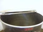 Used Groen Tank, 500 Gallon, Model SP, 304 Stainless Steel, Vertical. Approximate 54” diameter x 55” straight side. Open top with ½ hinged cover, dished bottom. 2” Center bottom outlet. Mounted on 4 ...