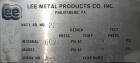 Used Lee Metal Products Pressure Tank, 500 gallon, 316 stainless steel, vertical. 48
