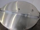 Used Tank, 580 Gallon, 304 Stainless Steel, Vertical. Approximate 62” diameter x 45” straight side, flat top with a bolt on cover with a 1/3 hinged opening, sloped bottom. Side bottom entering agitat...