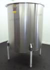 Used Perma-San Tank, 525 Gallon, Model OVS, 316 Stainless Steel, Vertical. Approximately 52” diameter x 58” straight side, open top with (2) 1/3 hinged covers, sloped bottom.  Provision for a clamp-o...