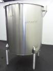 Used Perma-San Tank, 525 Gallon, Model OVS, 316 Stainless Steel, Vertical. Approximately 52” diameter x 58” straight side, open top with (2) 1/3 hinged covers, sloped bottom.  Provision for a clamp-o...